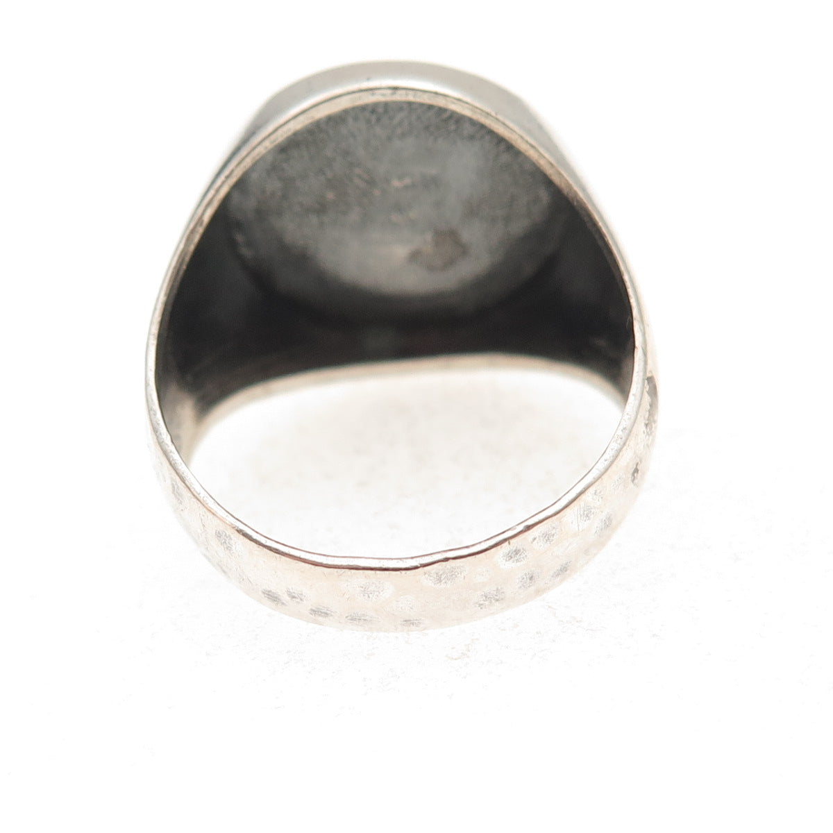 925 Sterling Silver Vintage Skull Oxidized Biker Signet Ring Size 11