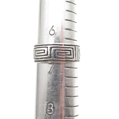 925 Sterling Silver Vintage Greek Maze Oxidized Band Ring Size 6.75
