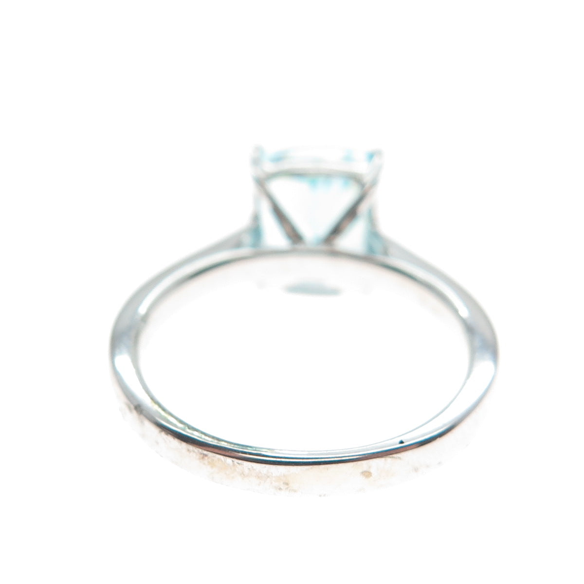 DSMK 925 Sterling Silver Blue Cushion-Cut Shaped C Z Ring Size 6