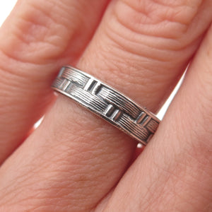 925 Sterling Silver Vintage Modernist Woven Oxidized Band Ring Size 6