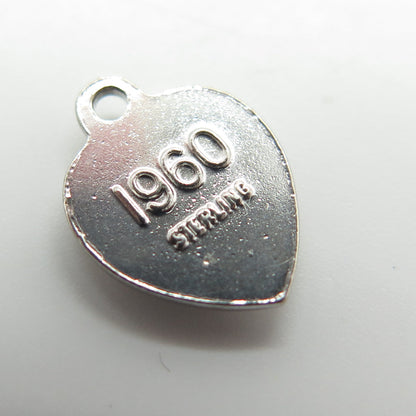 925 Sterling Silver Vintage Beta Sigma Phi 1960 College Heart Charm Pendant