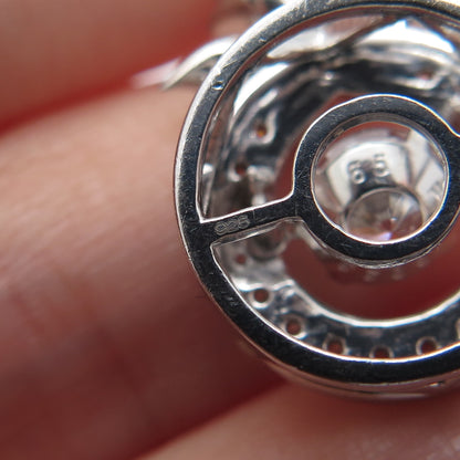 925 Sterling Silver Round-Cut C Z Rose Flower Minimalist Charm Slide Pendant
