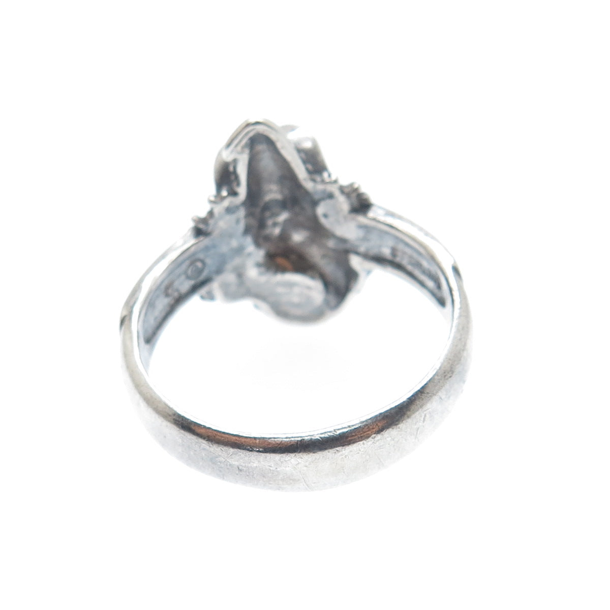 SHUBE 925 Sterling Silver Vintage Blue Glass Wizard Oxidized Ring Size 11.75