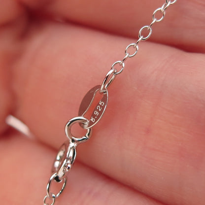 Sun 925 Sterling Silver Real Opal & C Z Cable Chain Necklace 18"