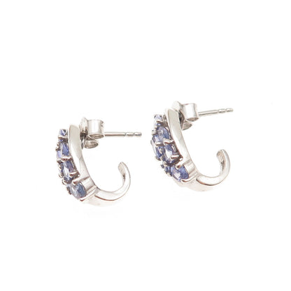Chuck Clemency 925 Sterling Silver Real Multi-Cut Tanzanite Cluster Earrings