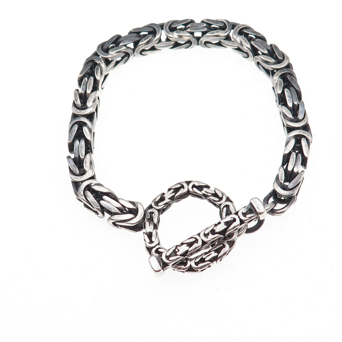 925 Sterling Silver Vintage Italy Byzantine Link Bracelet 6.75"
