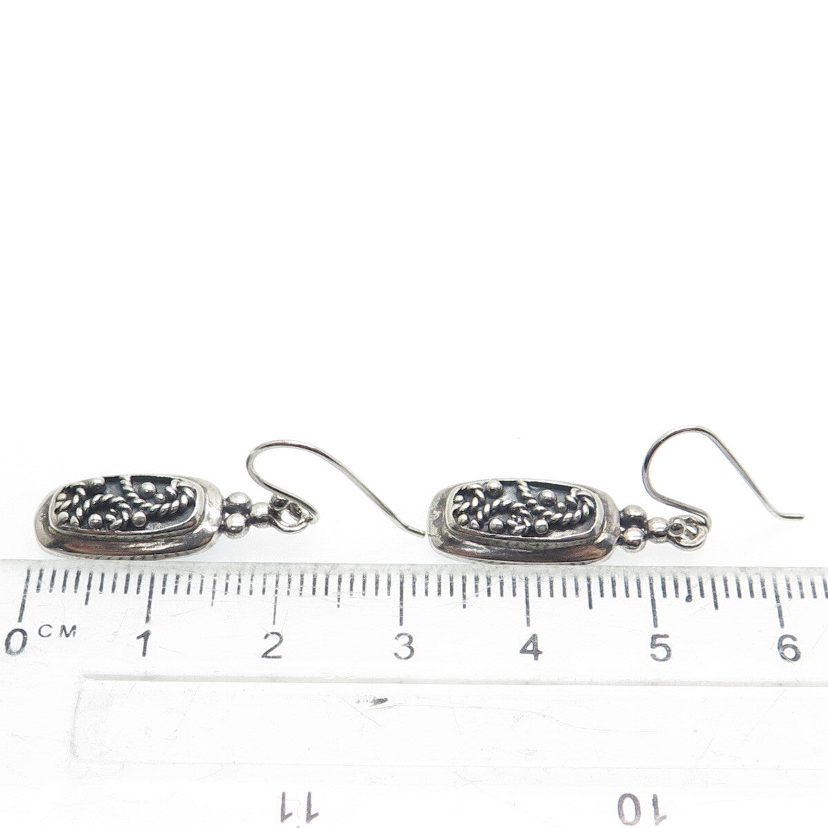 MWS Mark Wasserman Samara 925 Sterling Silver Vintage Roped Oxidized Earrings