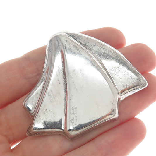925 Sterling Silver Vintage Mexico Modernist Seashell Pin Brooch / Pendant