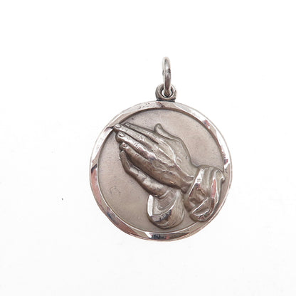 Atelier 925 Sterling Silver Vintage Prayer Hands Religious Charm Pendant
