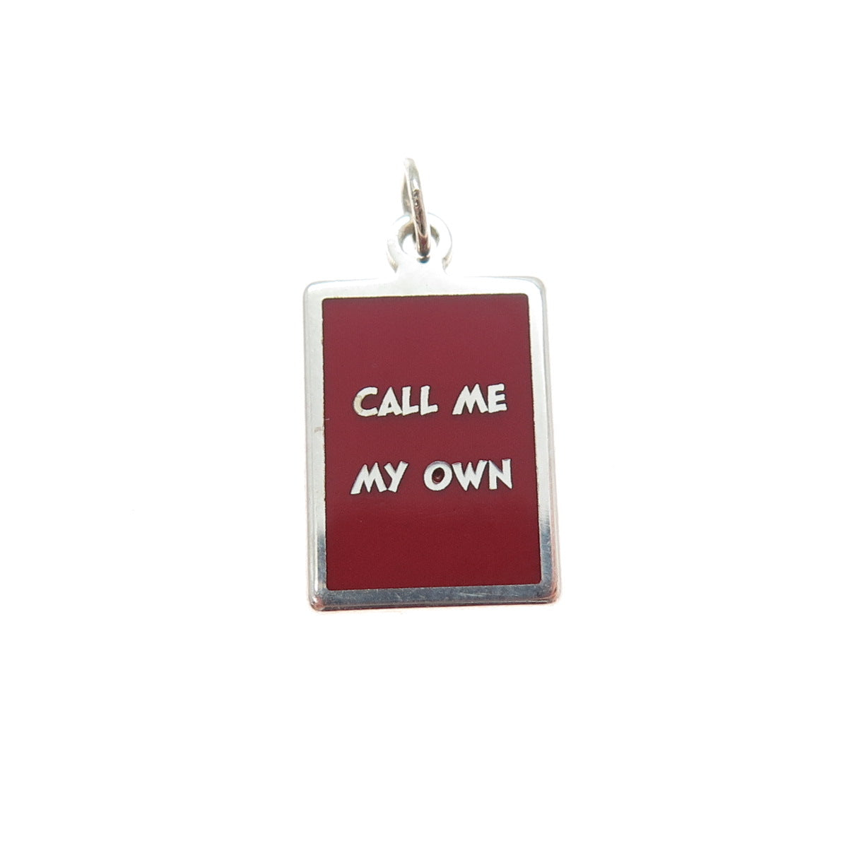 925 Sterling Silver Red Enamel Call Me My Own Minimalist Charm Pendant