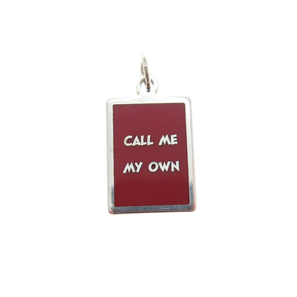 925 Sterling Silver Red Enamel Call Me My Own Minimalist Charm Pendant