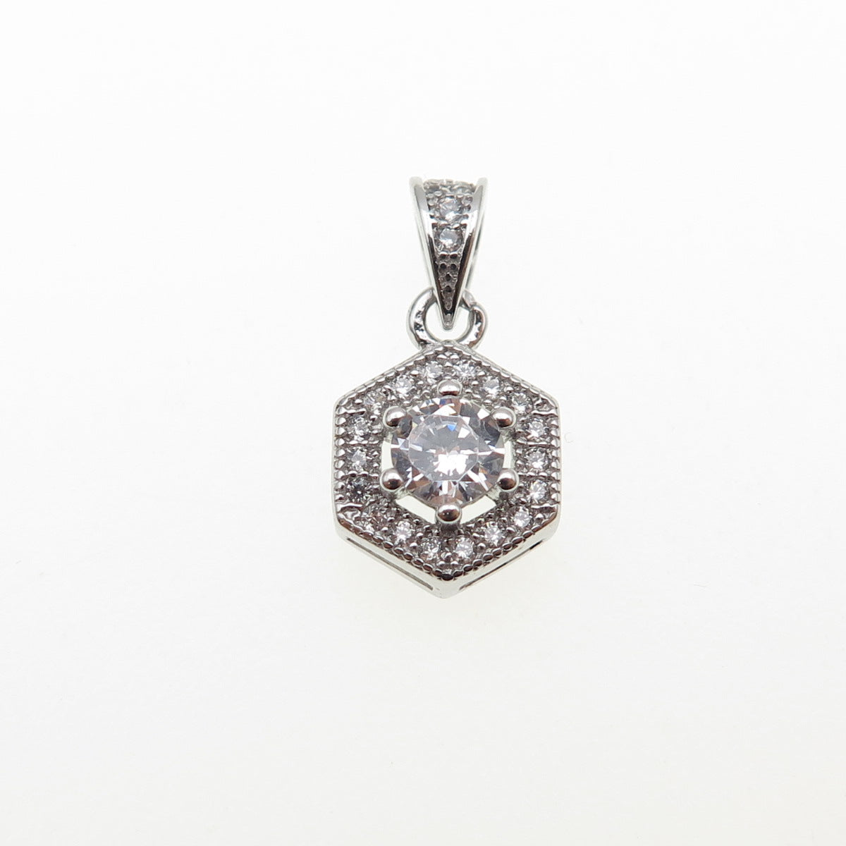 925 Sterling Silver Round-Cut C Z Mini Charm Pendant