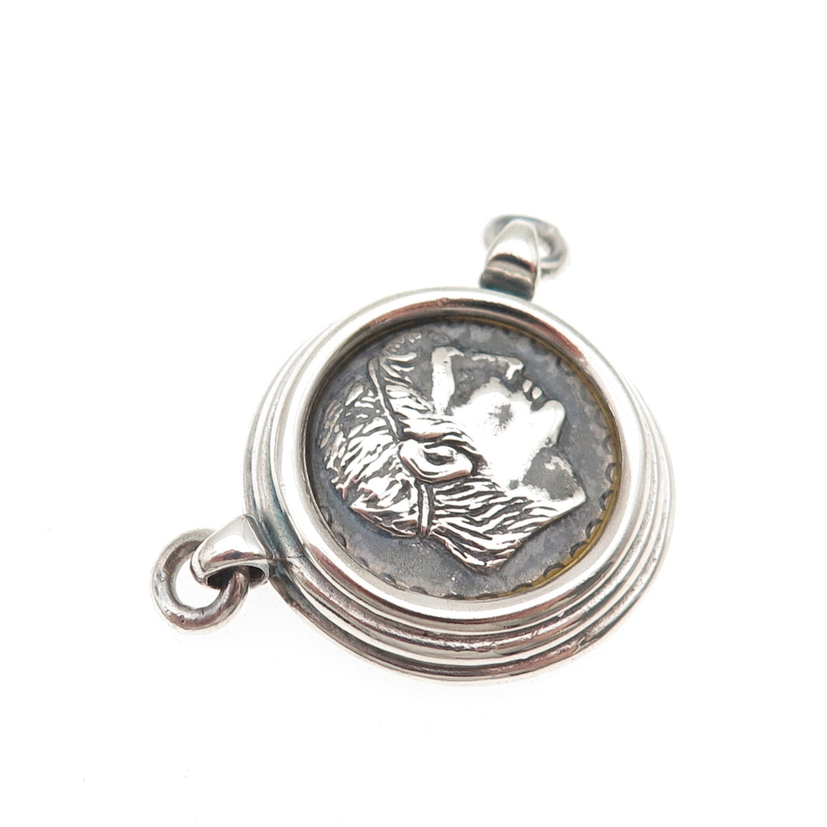 925 Sterling Silver Vintage Alexander the Great Oxidized Centerpiece Pendant