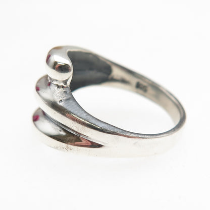 925 Sterling Silver Vintage Modernist Oxidized Ring Size 7.25
