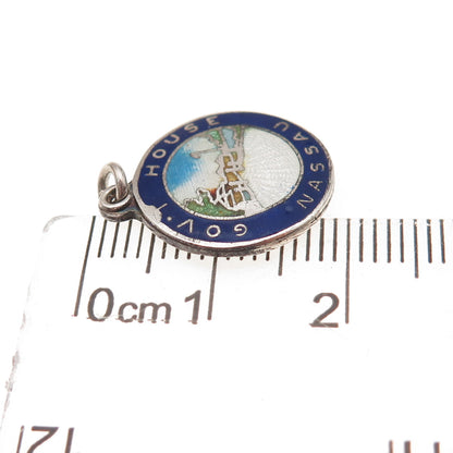 Breadner Co. 925 Sterling Vintage Enamel Government House Nassau Charm Pendant