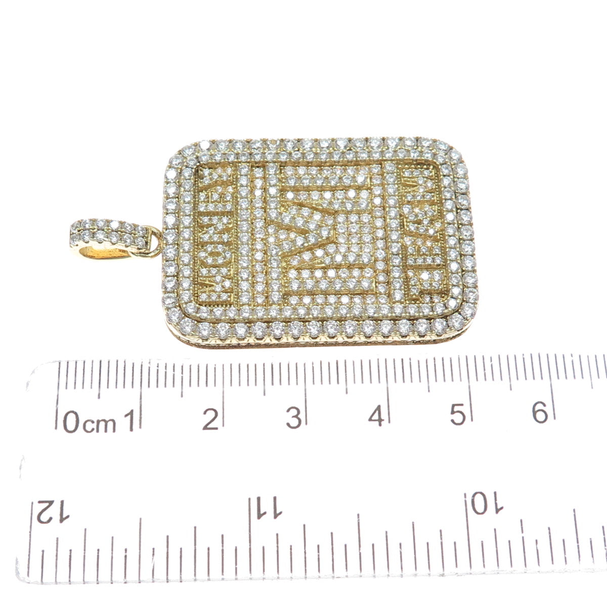 925 Sterling Silver Gold Plated Round-Cut Shaped C Z Money Team Sparkle Pendant