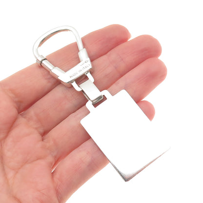 925 Sterling Silver Vintage Italy Enamel Seville Cadillac Logo Key Fob Chain