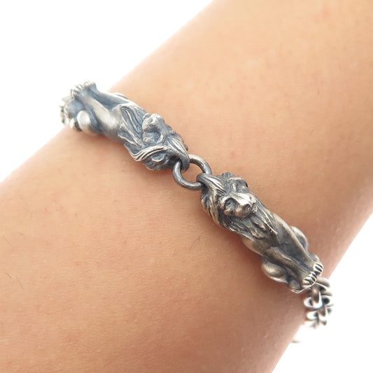 Theo Fennell 925 Sterling Silver Vintage London Leo Zodiac Oxidized Bracelet 6"