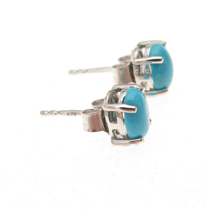 925 Sterling Silver Real Sleeping Beauty Turquoise Stud Earrings