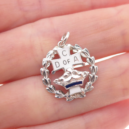 925 Sterling Silver Vintage Enamel Catholic Daughters of the Americas Pendant