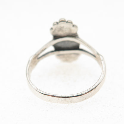 925 Sterling Silver Vintage Real Mother-of-Pearl Oxidized Ring Size 5.5