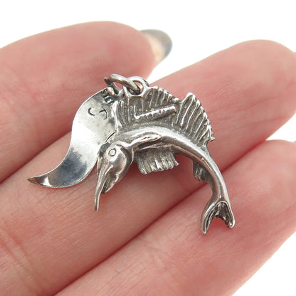 PACIFIC JEWELRY 925 Sterling Silver Vintage "California" Swordfish Charm Pendant