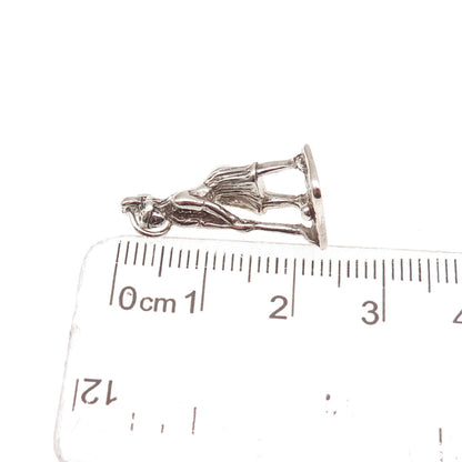 Sunwest 925 Sterling Silver Vintage Female Golf Player 3D Mini Charm Pendant