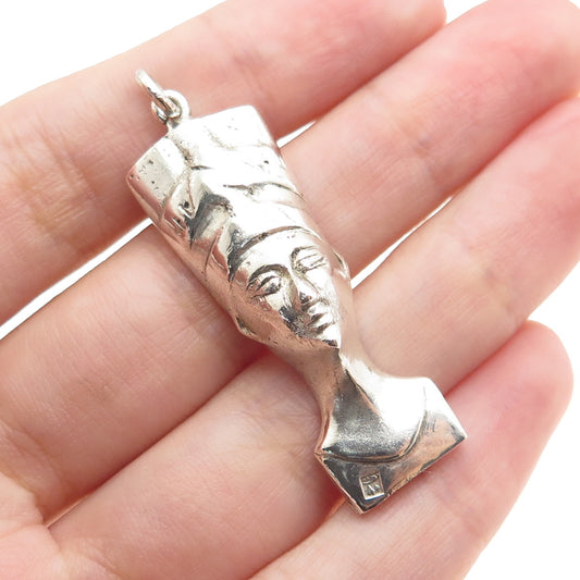 800 Silver Vintage Nefertiti Egyptian Charm Pendant