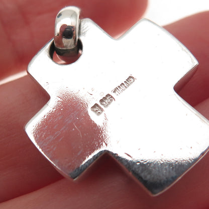 925 Sterling Silver Vintage Modernist Cross Charm Pendant