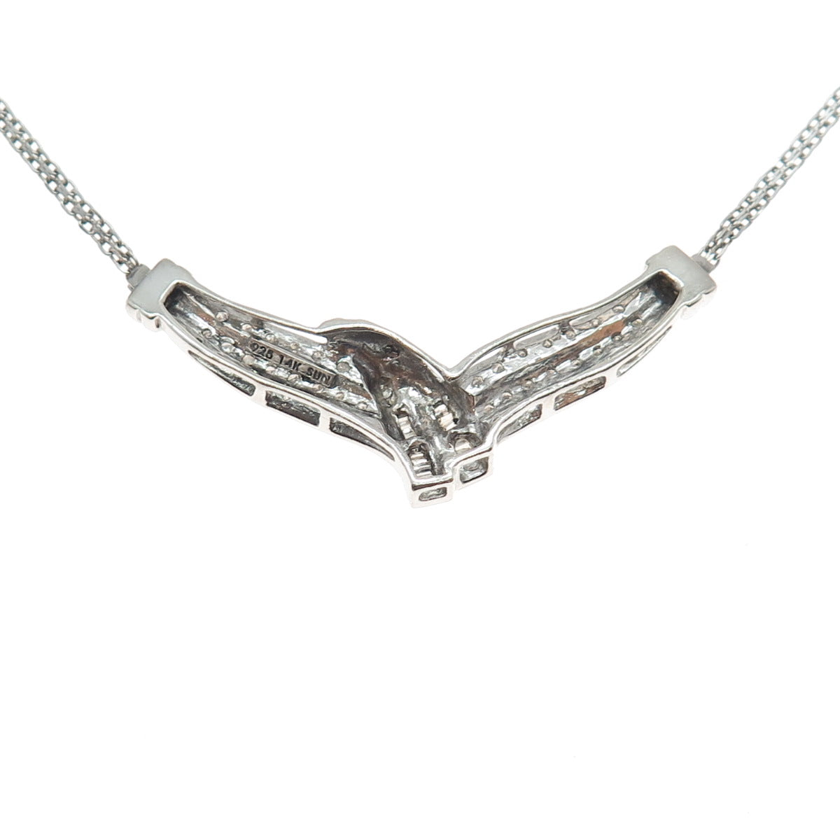 SUN 925 Sterling Silver 14K Gold Real Diamond Bismark Chain Necklace 16"