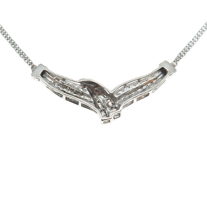 SUN 925 Sterling Silver 14K Gold Real Diamond Bismark Chain Necklace 16"