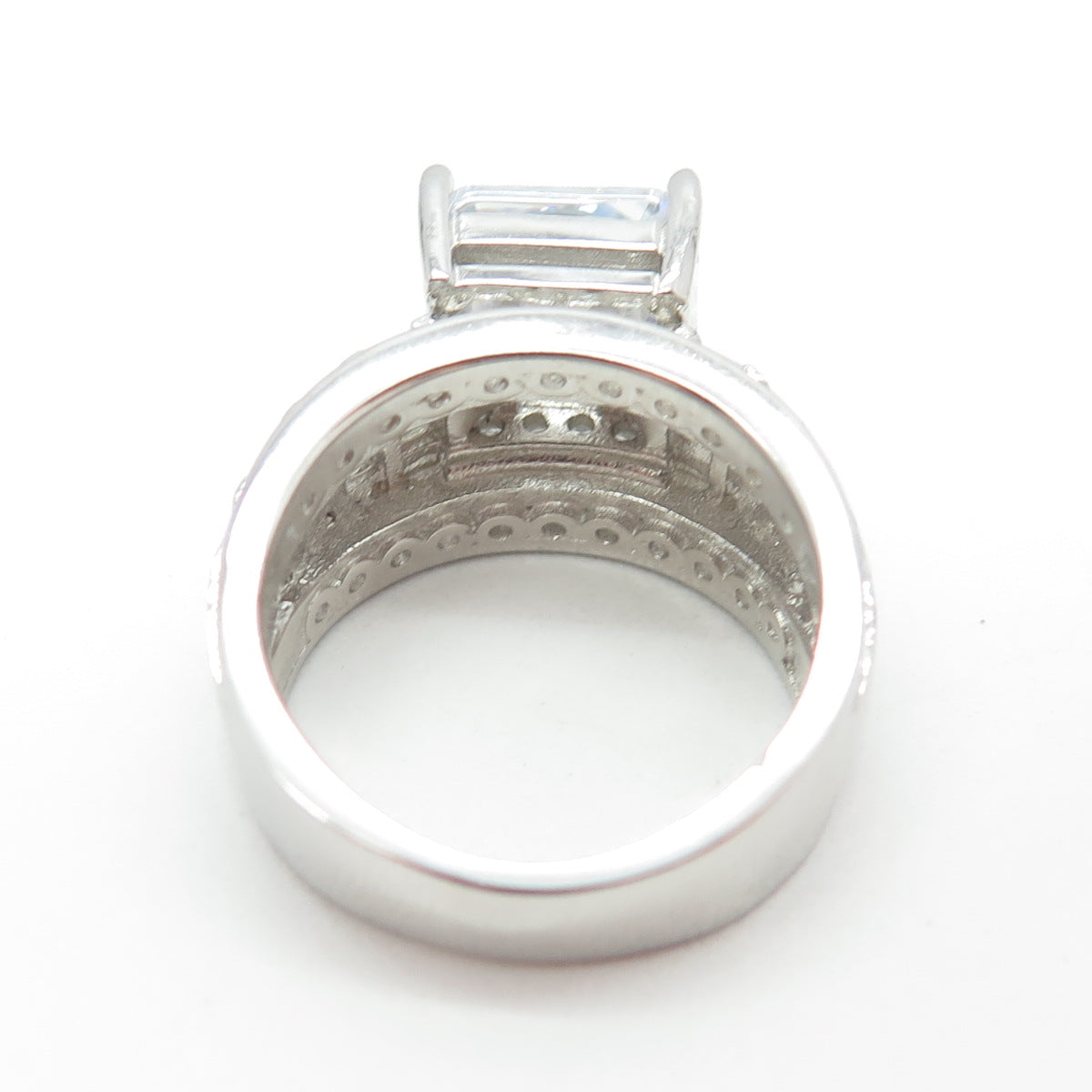 925 Sterling Silver Princess-Cut Shaped C Z Ring Size 6.5