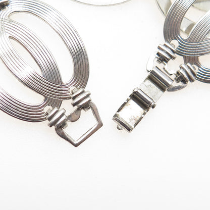 W.E. RICHARDS Sterling Silver Antique Art Deco Double Oval Link Bracelet 7.25"