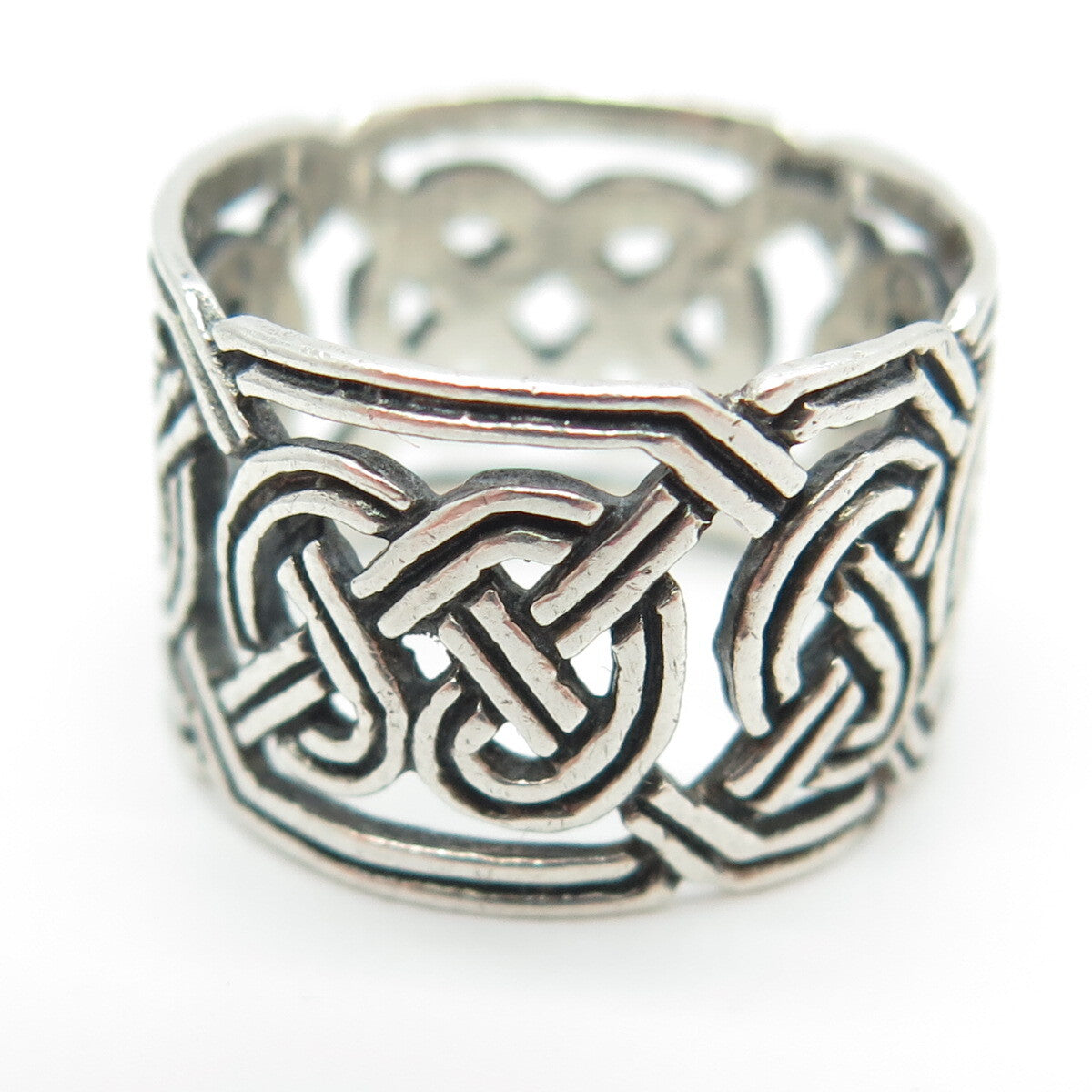 925 Sterling Silver Vintage Viking / Celtic Knot Band Ring Size 7.25
