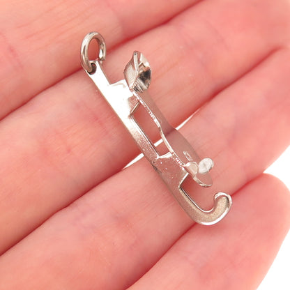 925 Sterling Silver Vintage Ice Skating Shoe 3D Charm Pendant