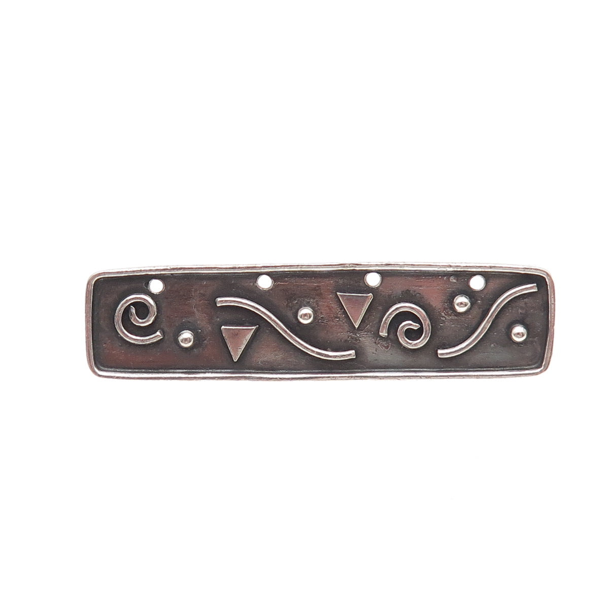 925 Sterling Silver Vintage Ethnic Oxidized Bar Pin Brooch