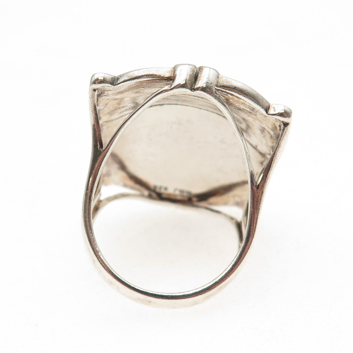 925 Sterling Silver Vintage Swirl Beaded Oxidized Ring Size 8