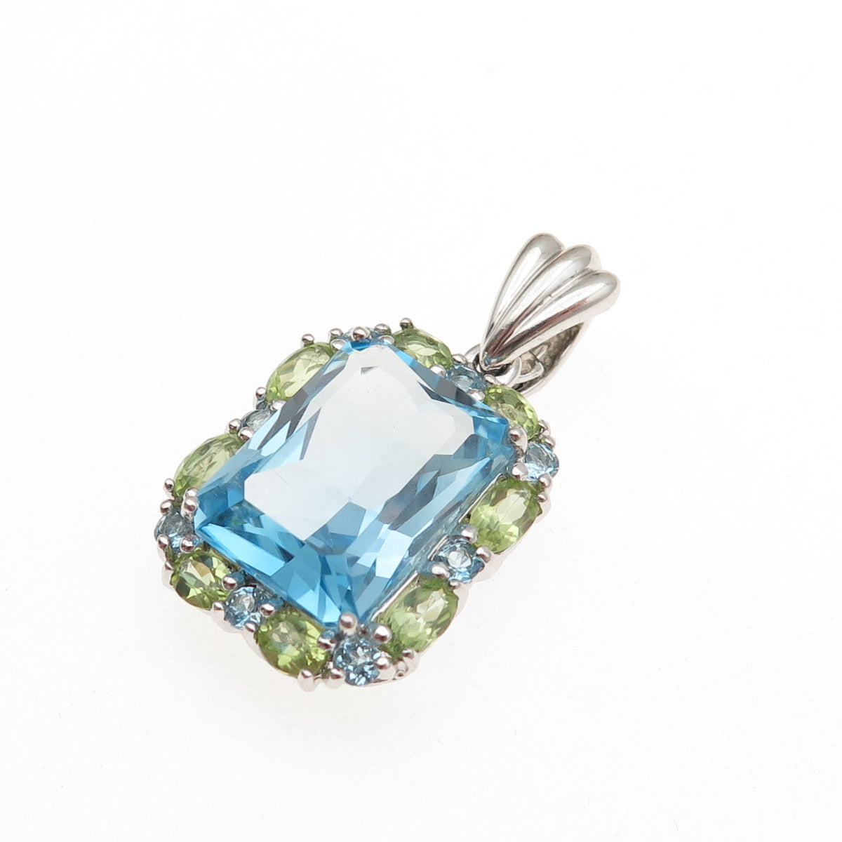 JACKSON HOLE 925 Sterling Silver Real Blue Topaz & Peridot Charm Pendant