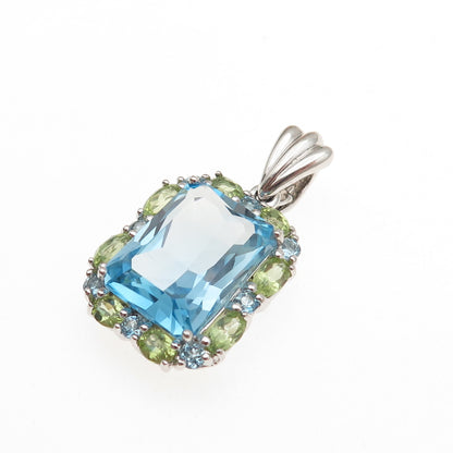 JACKSON HOLE 925 Sterling Silver Real Blue Topaz & Peridot Charm Pendant