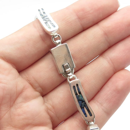925 Sterling Silver Vintage Los Ballesteros Mexico Azurite Inlay Necklace 20"