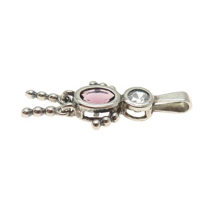 925 Sterling Silver Vintage Real Amethyst Gemstone & C Z Articulated Boy Pendant