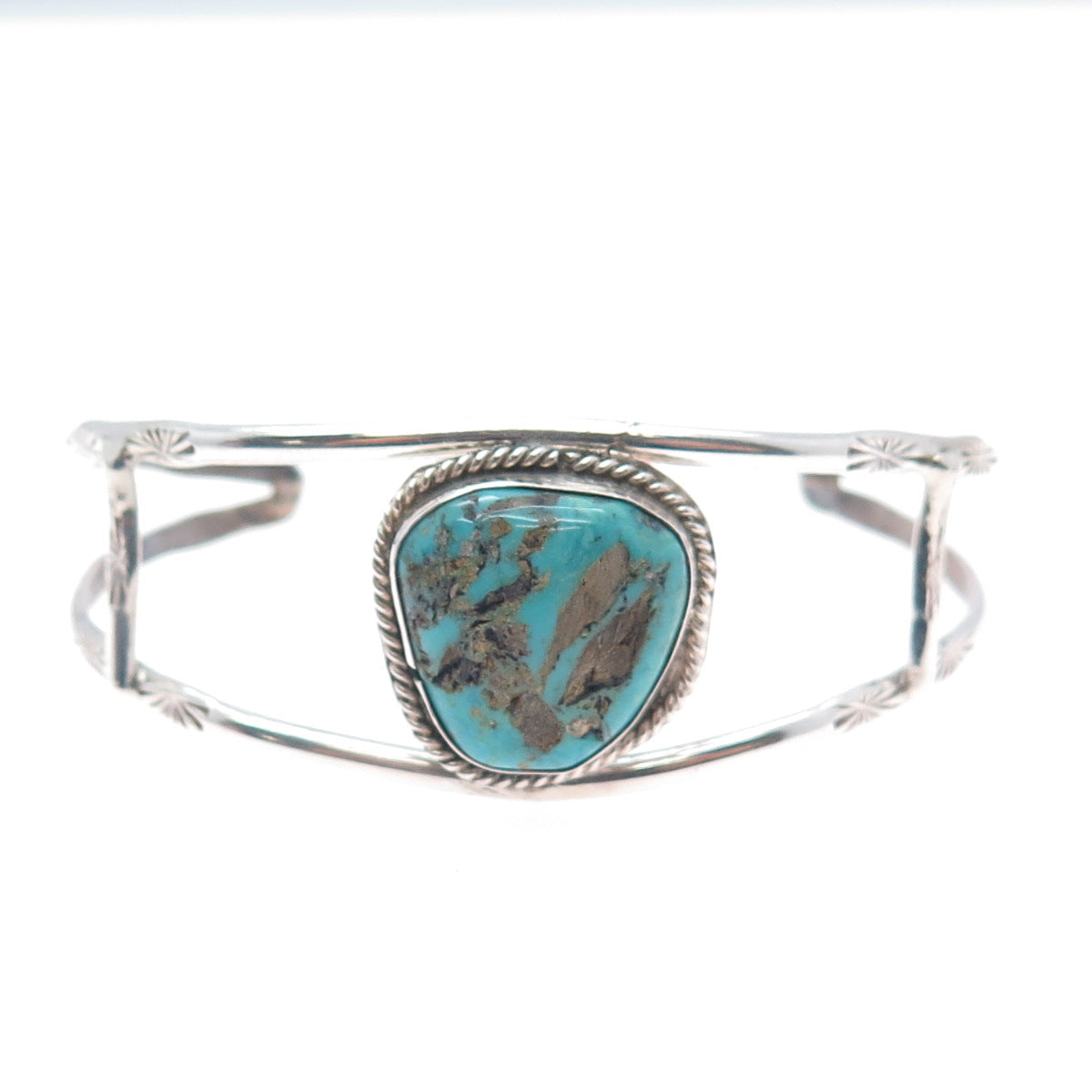 Bobby Cleveland Navajo Old Pawn 925 Sterling Turquoise Adjustable Bracelet 7"