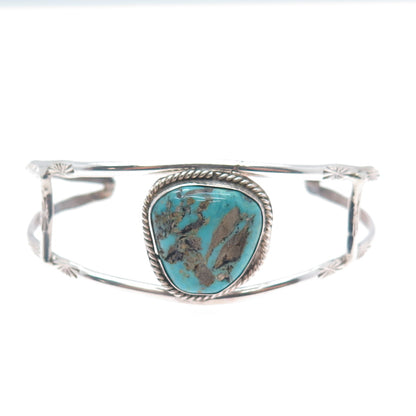 Bobby Cleveland Navajo Old Pawn 925 Sterling Turquoise Adjustable Bracelet 7"