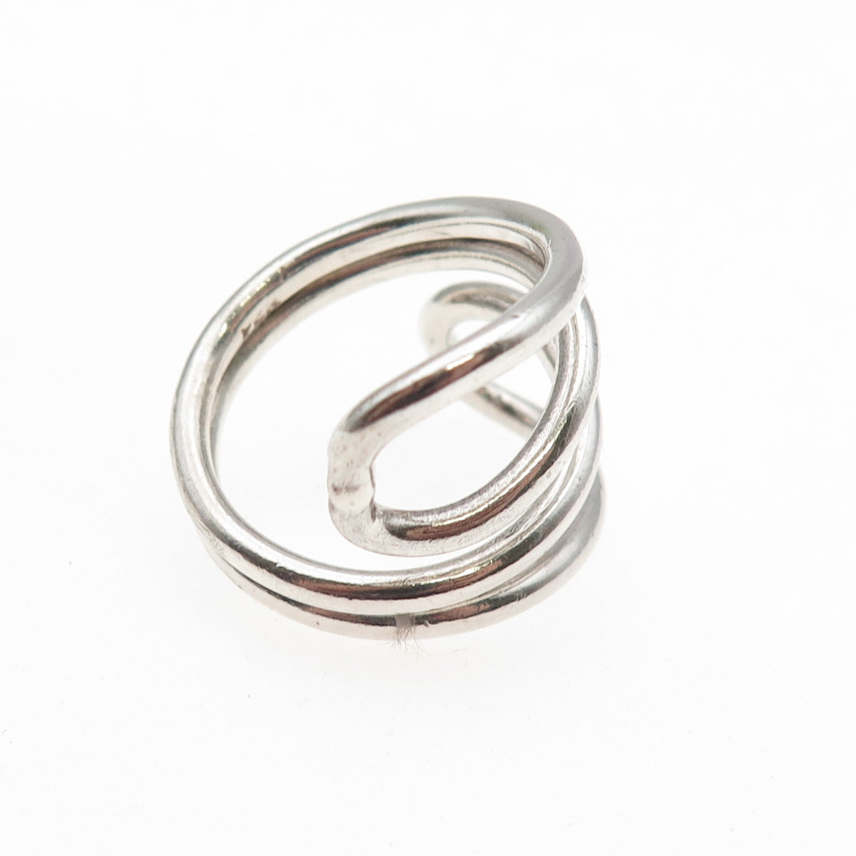 925 Sterling Silver Vintage Modernist Adjustable Bypass Ring Size 8.25