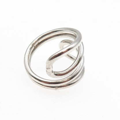 925 Sterling Silver Vintage Modernist Adjustable Bypass Ring Size 8.25