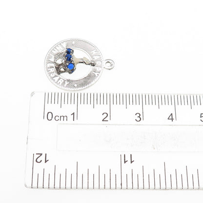 MARC MERCY 925 Sterling Silver Vintage Rhinestone Happy Birthday Charm Pendant