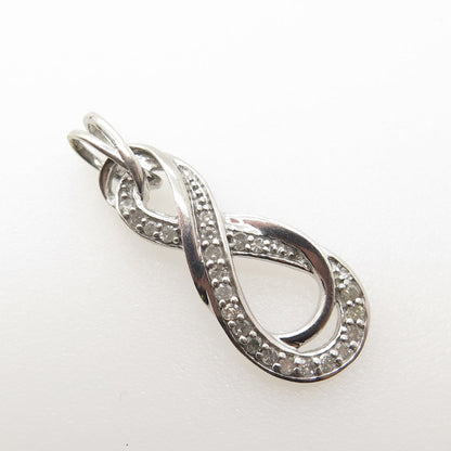 DIAG 925 Sterling Silver Real Round-Cut Diamond Infinity Pendant