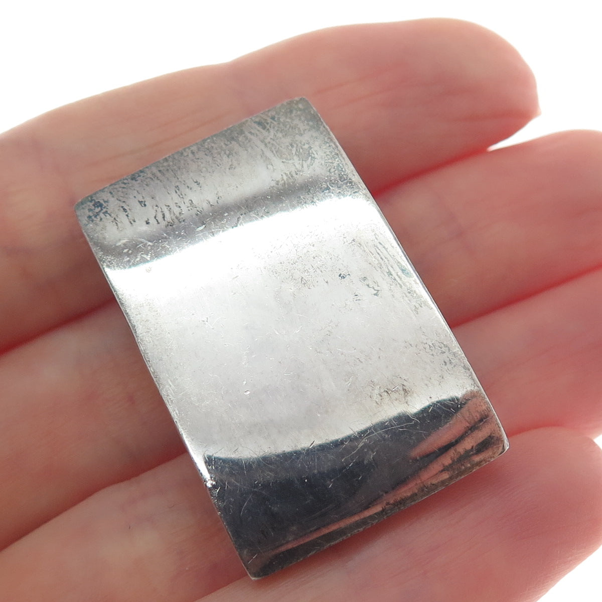 925 Sterling Silver Vintage Real MOP & Black Onyx Modernist Slide Pendant