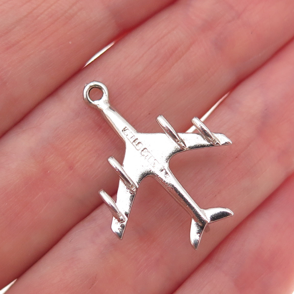 Wells 925 Sterling Silver Vintage Airplane 3D Charm Pendant