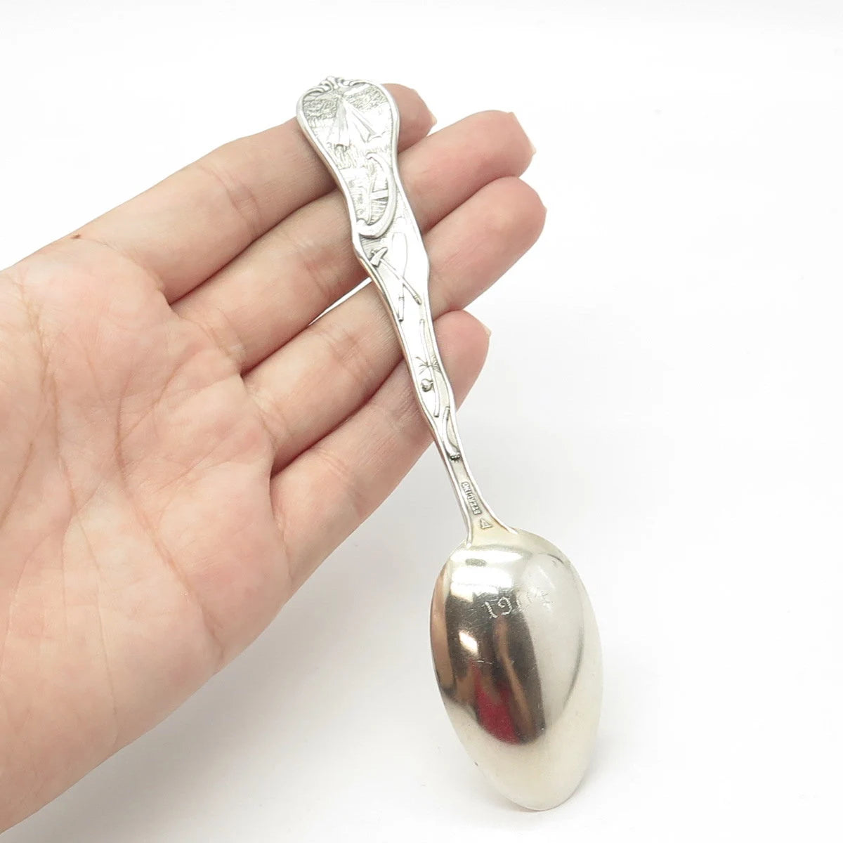 925 Sterling Silver Antique Art Deco Mechanics Co. Kansas States & Cities Spoon